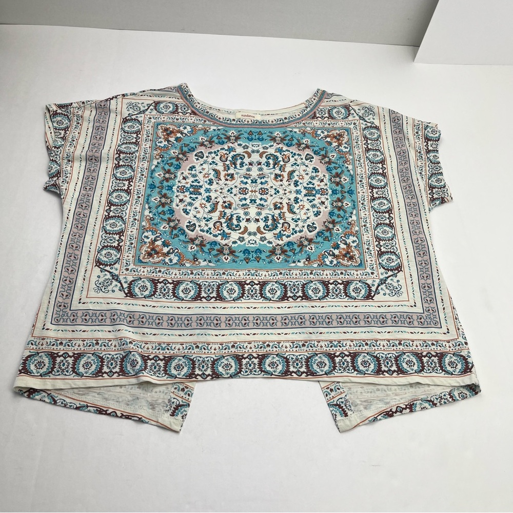 Women's Patterned Top - Blue and Brown